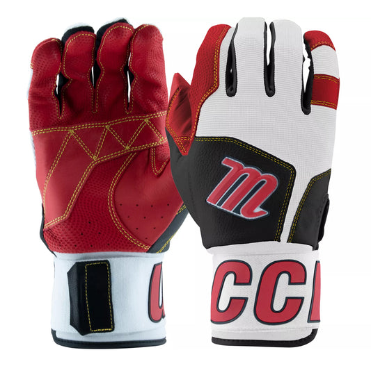 MARUCCI ADULT BLACKSMITH BATTING GLOVES - BLACK/WHITE/RED