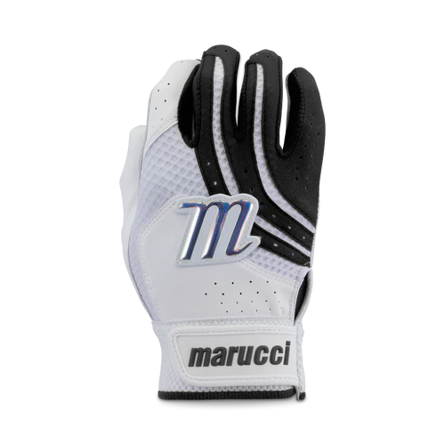 MARUCCI - YOUTH MEDALLION FASTPITCH BATTING GLOVES-BLACK WHITE