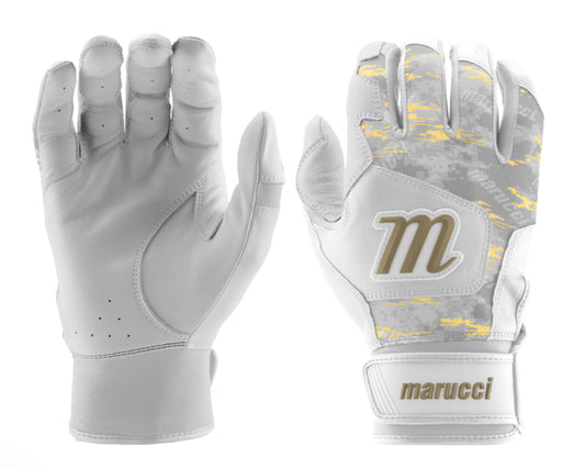 MARUCCI - GXR Youth Baseball Batting Gloves - White/Gold