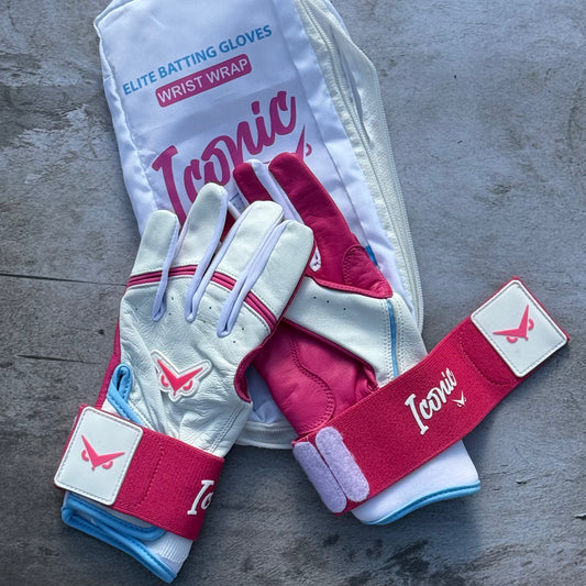 Iconic Elite Batting Gloves w/Wrist Wrap - South Beach (YOUTH)