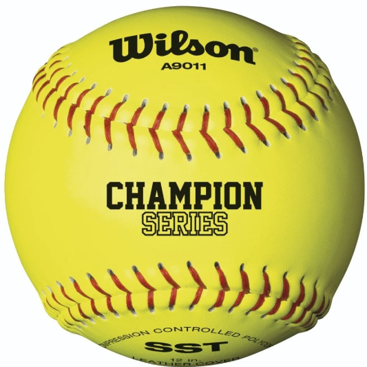 WILSON NFHS POLYCORE 12" 47/375 LEATHER FASTPITCH SOFTBALLS: WTA9011BSST