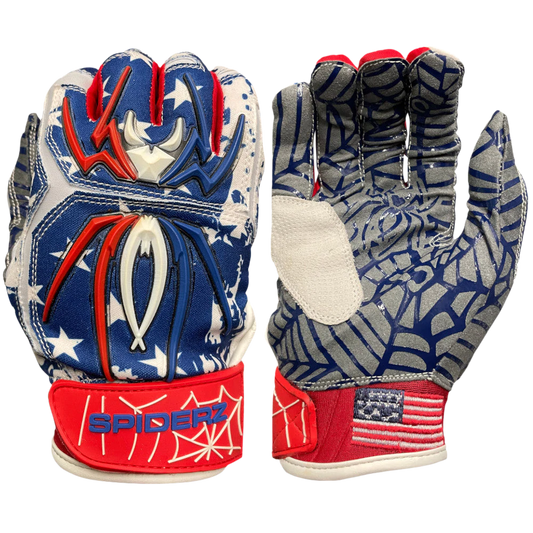 SPIDERZ HYBRID Youth Batting Gloves - USA Flag 2022