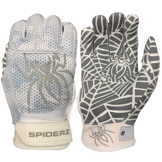 SPIDERZ WEB BATTING GLOVES - White/Silver