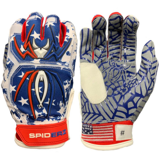 SPIDERZ HYBRID BATTING GLOVES - USA FLAG 2020