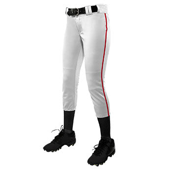 Champro- Girls/Womens Fastpitch Pants- White/Red stripe