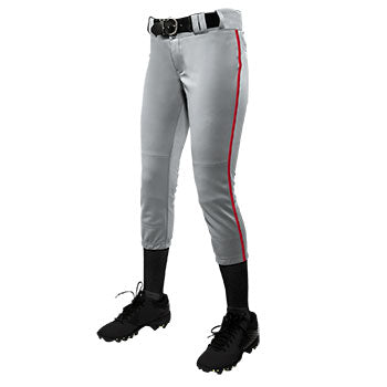 Champro- Girls/Womens Fastpitch Pants- Grey/Red stripe