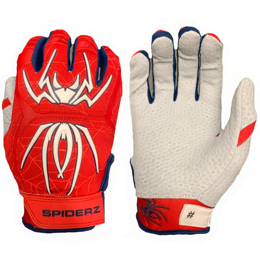 SPIDERZ ENDITE BATTING GLOVES - RED/WHITE/NAVY BLUE 2020