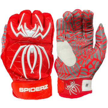 SPIDERZ HYBRID Youth Batting Glove - Red/White 2022