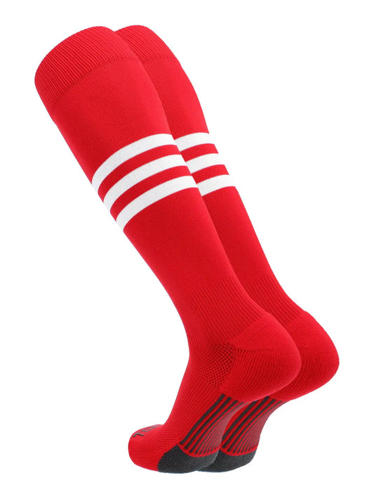 Scarlet and white Elite Performance Baseball Socks Dugout Pattern B
