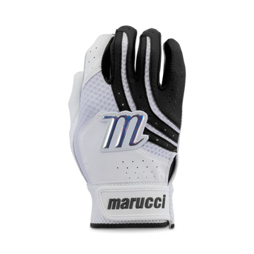 MARUCCI - YOUTH MEDALLION FASTPITCH BATTING GLOVES-BLACK WHITE