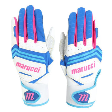 MARUCCI - FUZN Pro Batting Gloves Adult WHITE/COLOMBIA BLUE/PINK