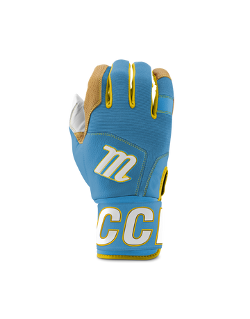 MARUCCI - ADULT BLACKSMITH WRAP BATTING GLOVES COLUMBIA BLUE/YELLOW