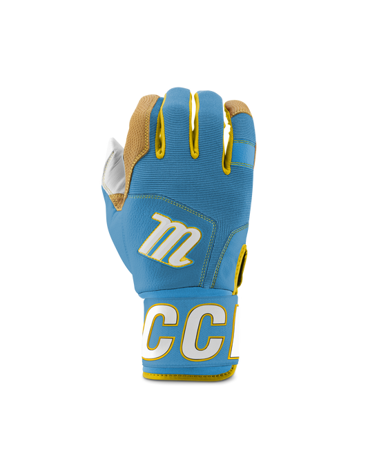 MARUCCI - ADULT BLACKSMITH WRAP BATTING GLOVES COLUMBIA BLUE/YELLOW