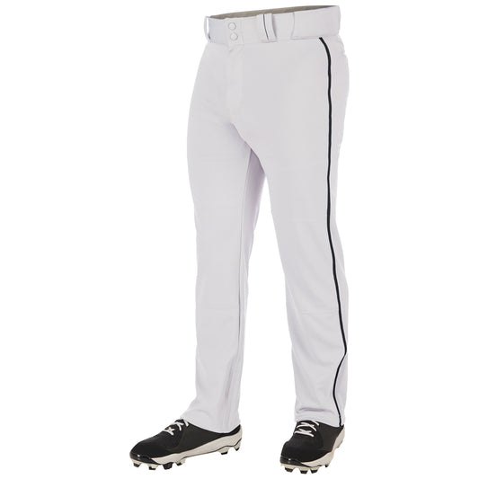 CHAMRPO - ADULT TRIPLE CROWN OPEN BOTTOM PANT - White with Black Braid