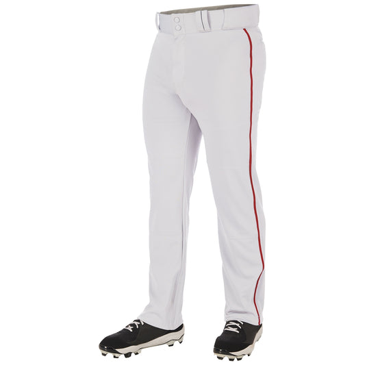 CHAMRPO - ADULT TRIPLE CROWN OPEN BOTTOM PANT - White with Red Braid