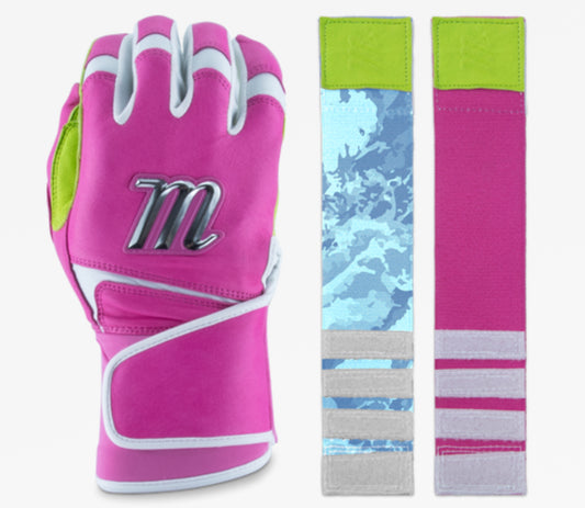 REMX BATTING GLOVES - PINK/LIME GREEN