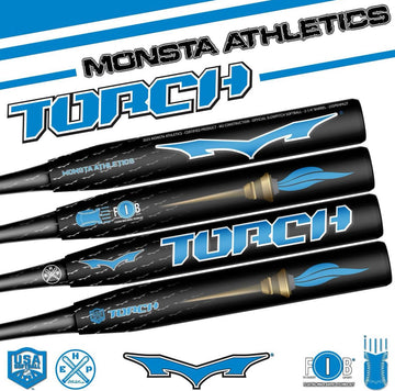 MONSTA Black w/Blue Foil Graphics TORCH M2 Stiff Handle 25oz. ASA Softball Bat