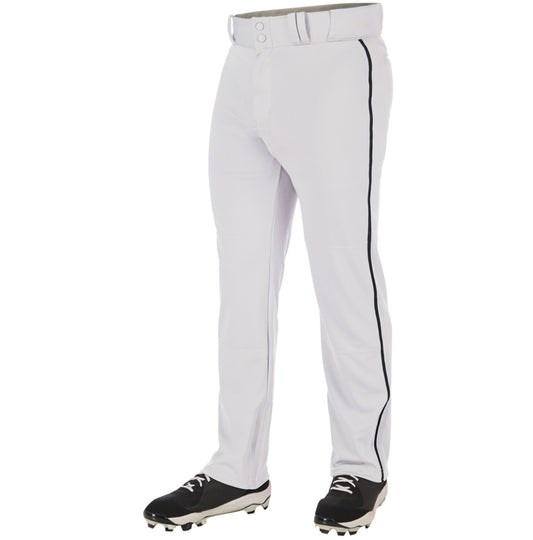 CHAMPRO - YOUTH TRIPLE CROWN OPEN BOTTOM PANT - White with Black Braid
