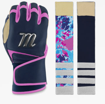 REMX BATTING GLOVES - NAVY BLUE/TAN