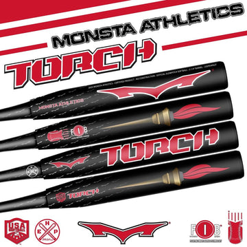 MONSTA Black w/Red Foil Graphics TORCH M2 Stiff Handle 25oz. ASA Softball Bat