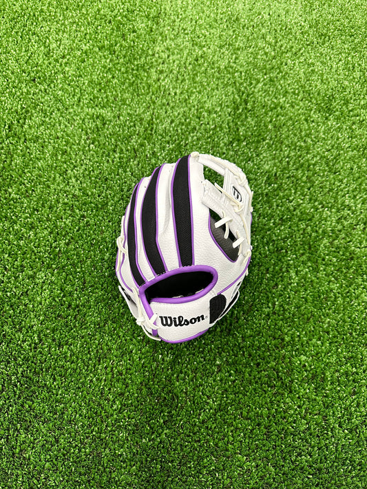 WILSON A200 EZ Catch 10" Tee Ball Glove - White/Black/Purple