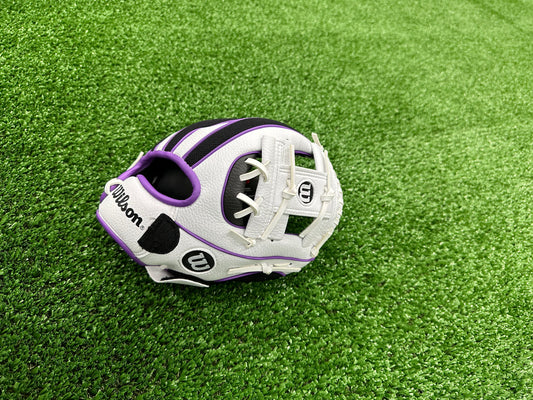 WILSON A200 EZ Catch 10" Tee Ball Glove - White/Black/Purple