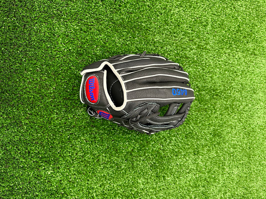 Wilson A450 12" Outfield Baseball Glove - Black/White/Blue/Red