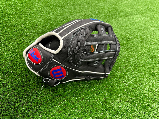 Wilson A450 12" Outfield Baseball Glove - Black/White/Blue/Red