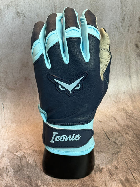 Iconic Elite Batting Gloves - Navy/Columbia (ADULT)