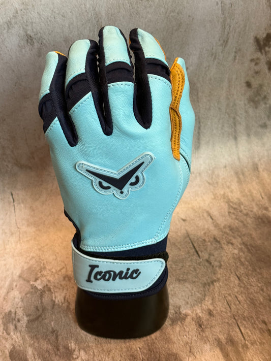 Iconic Elite Batting Gloves - Columbia/Navy (ADULT)