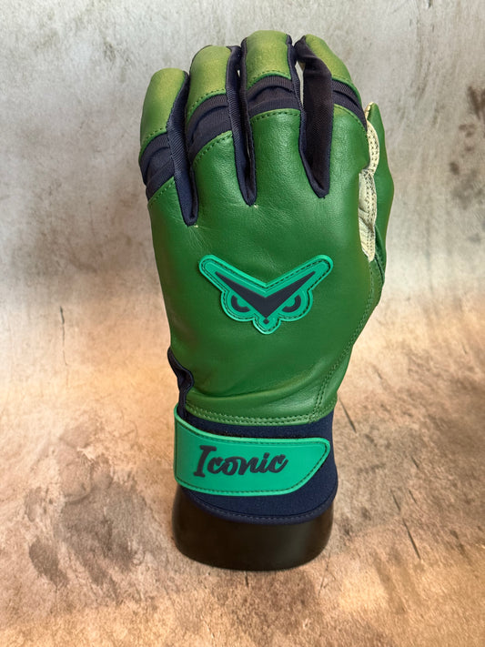 Iconic Elite Batting Gloves - Green/Navy (ADULT)