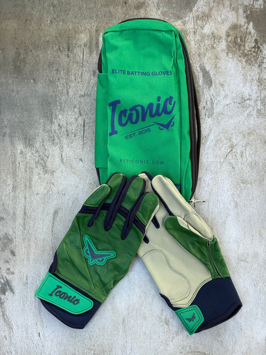 Iconic Elite Batting Gloves - Green/Navy (ADULT)