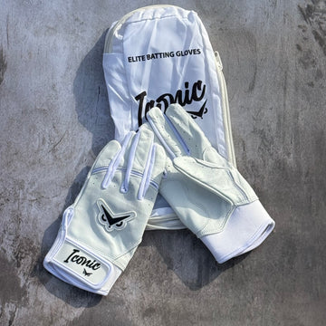 Iconic Elite Batting Gloves  - White/Black (YOUTH)
