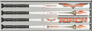 MONSTA White w/Butterscotch Foil Graphics TORCH M2 Stiff Handle 25oz. ASA Softball Bat