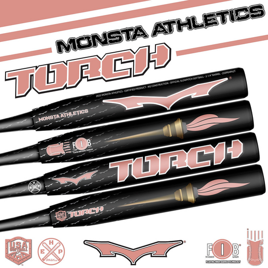 MONSTA Black w/Rose Foil Graphics TORCH M2 25oz. ASA Softball Bat