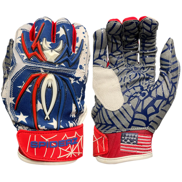 2022 Spiderz HYBRID Youth Batting Gloves - USA Flag