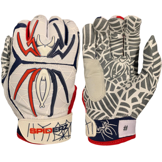 2022 Spiderz HYBRID Adult Batting Gloves - USA Patriot