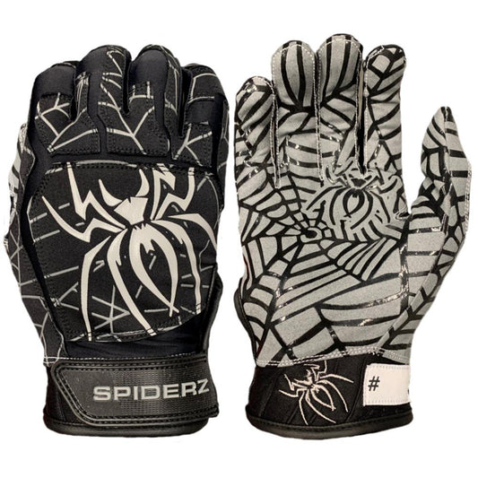 SPIDERZ YOUTH WEB BATTING GLOVES - Black/Silver