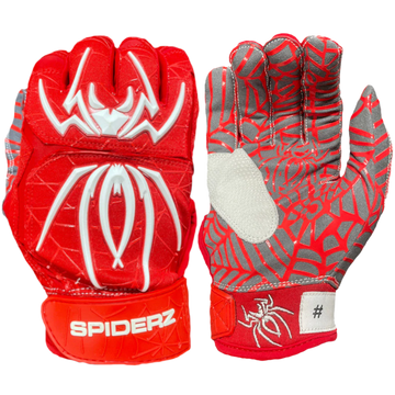 2022 Spiderz HYBRID Adult Batting Glove - Red/White