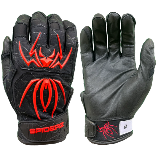 SPIDERZ ENDITE Adult Batting Gloves - Black/Red 2022