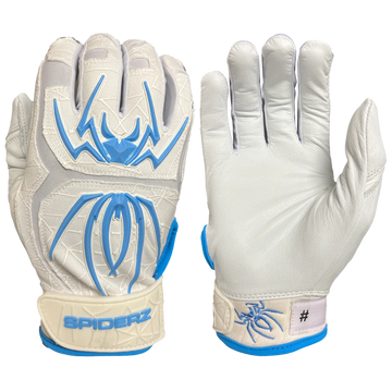 2022 Spiderz ENDITE Batting Gloves - White/Columbia Blue