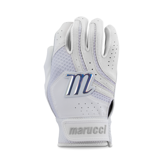 MARUCCI-MEDALLION YOUTH FASTPITCH BATTING GLOVES - White