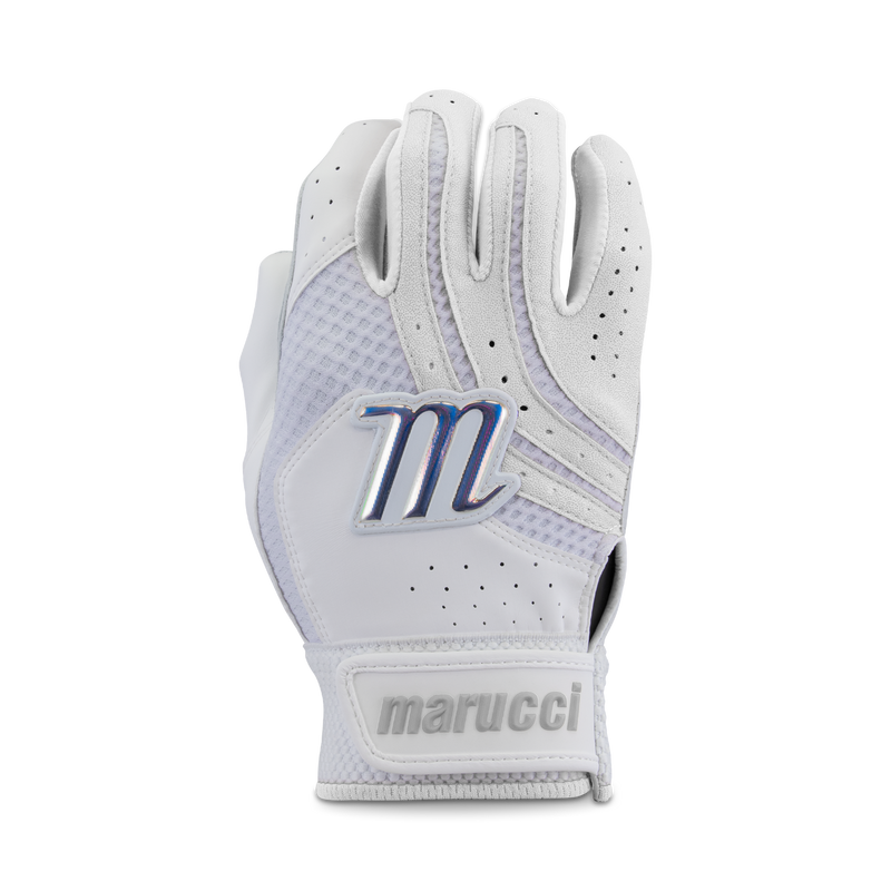 MARUCCI-MEDALLION YOUTH FASTPITCH BATTING GLOVES - White