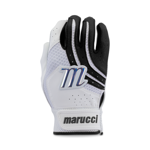 MARUCCI-ADULT MEDALLION FASTPITCH BATTING GLOVES-BLACK WHITE