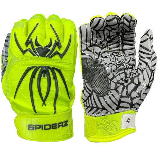 2022 Spiderz HYBRID Youth Batting Gloves - Neon Yellow/Black