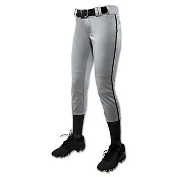 Champro- Girls/Womens Fastpitch Pants- Grey/Black stripe
