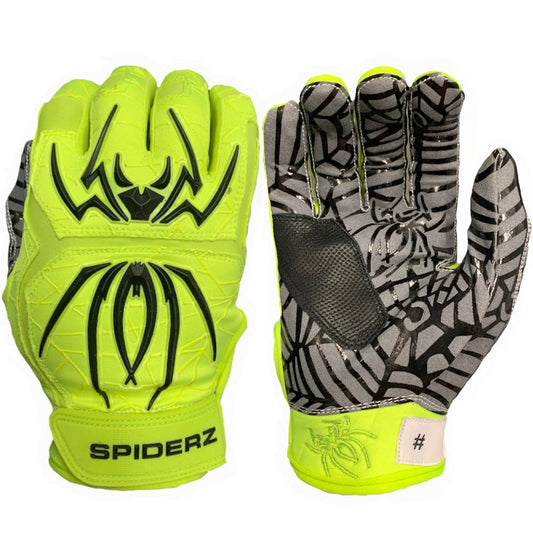 SPIDERZ HYBRID BATTING GLOVES - NEON YELLOW/BLACK 2021