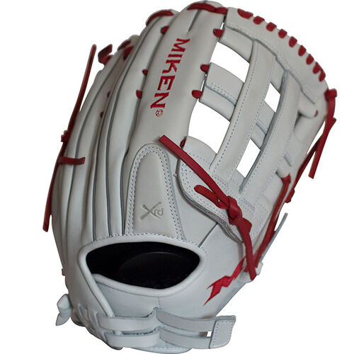 MIKEN - Pro Series 13.5 in white/scarlet Slowpitch Glove