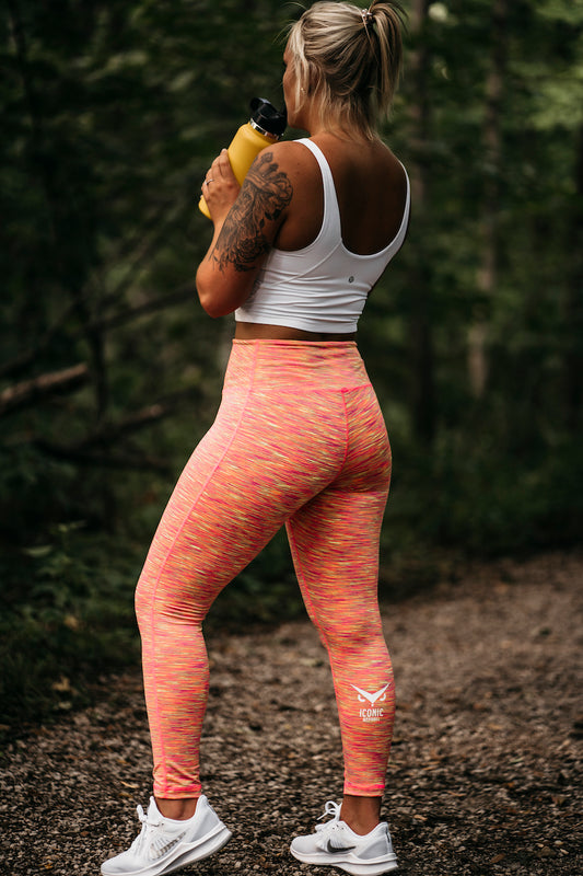 Iconic Women's Leggings- Scatter Peach