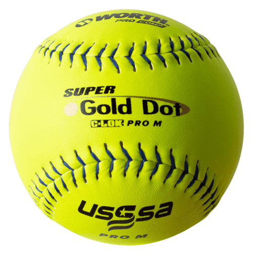 WORTH SUPER GOLD DOT COMPOSITE USSSA PRO M SLOWPITCH SOFTBALL (DOZEN): UM12CY